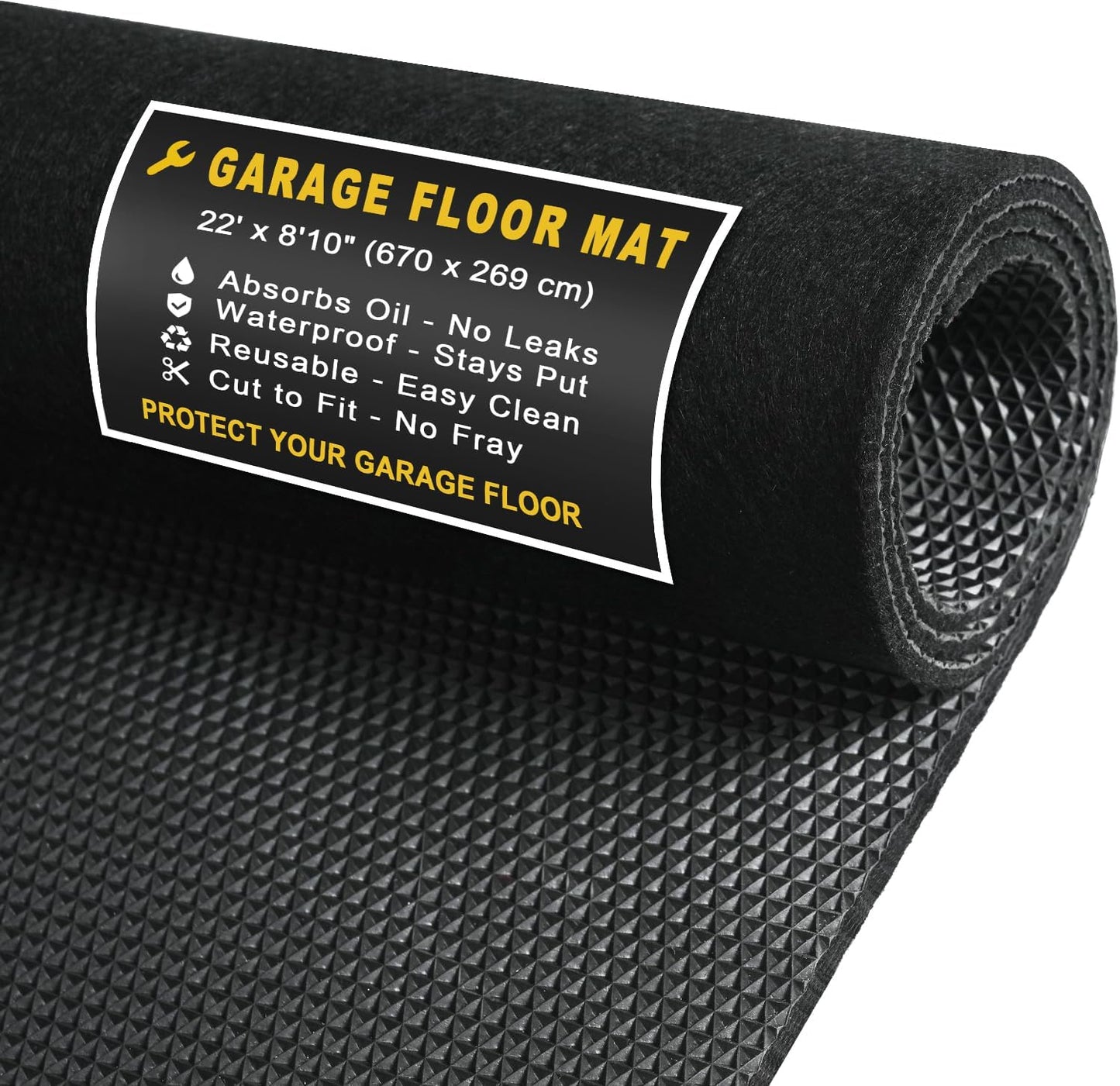 Extra-Large Garage Mat 22' x 8'10" - Durable Oil Mat for Garage Mats for Floor Under Car, Washable Garage Rug, Absorbent Floor Mats with Waterproof Liner, Garage Carpet, Oil Change Pad, Car Rug