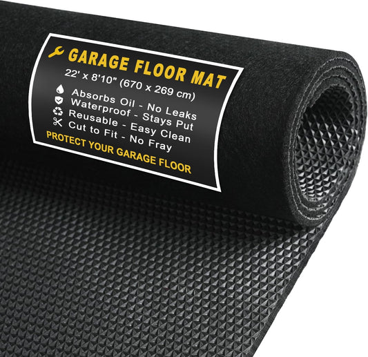 Extra-Large Garage Mat 22' x 8'10" - Durable Oil Mat for Garage Mats for Floor Under Car, Washable Garage Rug, Absorbent Floor Mats with Waterproof Liner, Garage Carpet, Oil Change Pad, Car Rug
