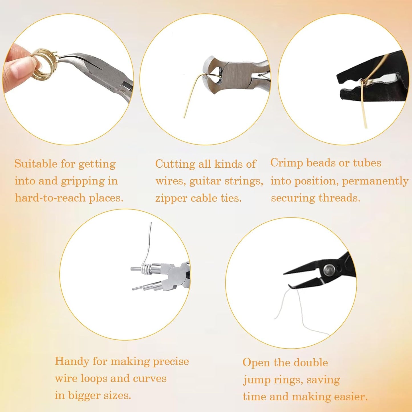 10 Pack Jewelry Pliers Set, Mini Pliers Set, Jewelry Making Include Flat, Jewelry Tools, Needle, Round, Bending Linesman, Applicable to Handicrafts, Earring Making, Repairing