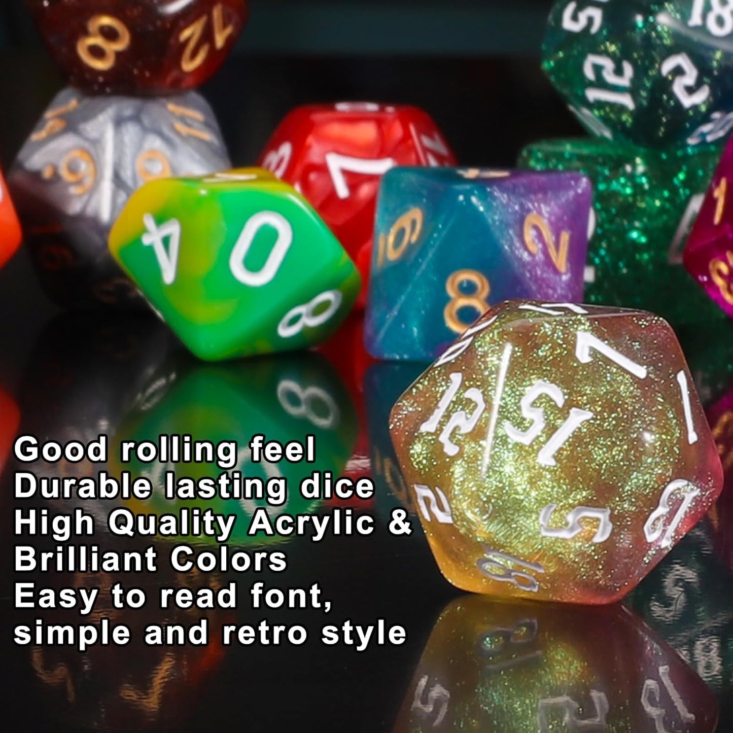 QMay 35 Sets Polyhedral Dice - 35 X 7 (245 Pieces) DND Dice with a D&D Dice Large Drawstring Bag, 35 Colors D4 D6 D8 D10 D% D12 D20, Great for Dungeons and Dragons, RPG, MTG,Role Playing Table Games