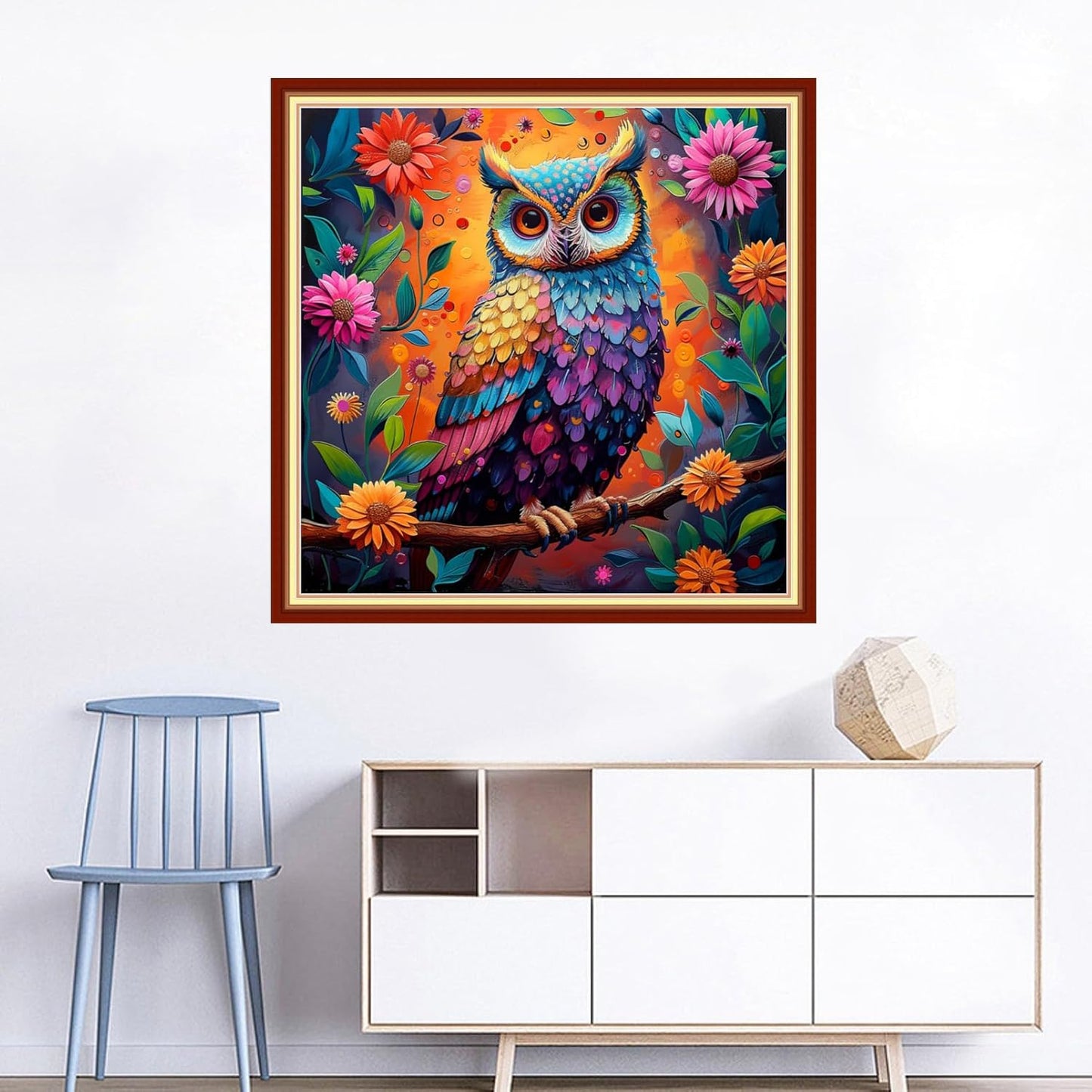 Joyhoor Cross Stitch Kits for Beginners Stamped Cross-Stitch Supplies Needlework preprint Embroidery Kits for Adults DIY Needlepoint Kits Embroidery Patterns 11CT-Flower owl 18x18 inchs