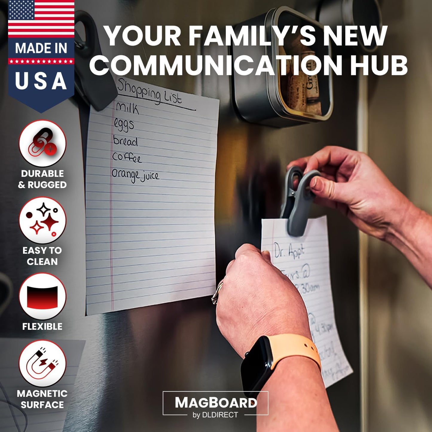 Diamond Life Magnetic Board - Memo & Vision Board for Home, Office, and Classroom - Magnet Board for Kids - Pre-drilled Mounting Screws Included (Black 24"x48")