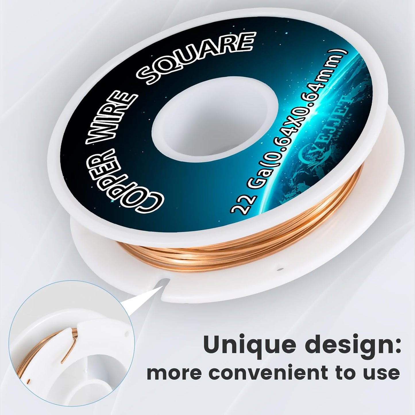 Copper Wire Square 22 Gauge - 0.64mm Dead Soft Jewelry Wire, 30 Feet - Pure Copper Craft Wire for Jewelry Making, Wrapping, Beading, DIY Projects