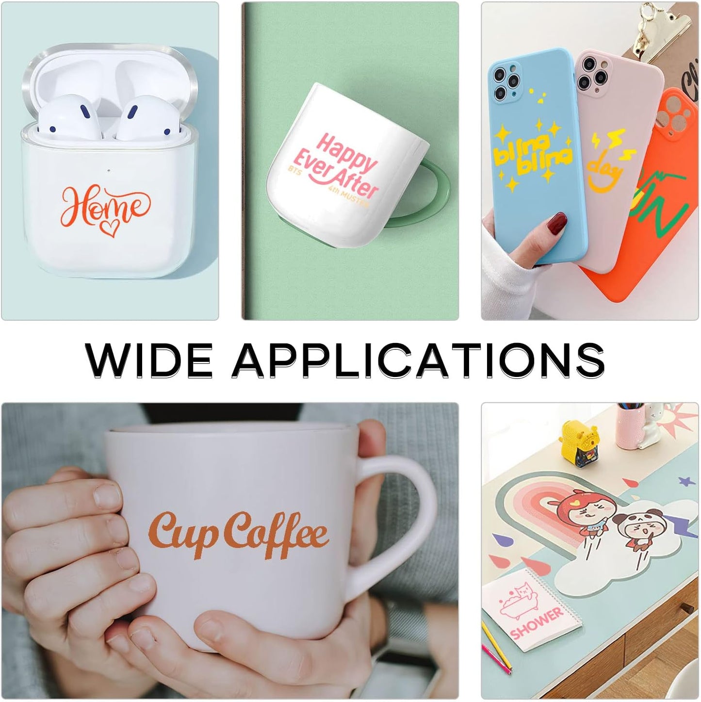 HTVRONT Permanent Adhesive Vinyl Sheets for Cutting Machine, 40 Sheets 12" x 12" Permanent Vinyl Bundle for Cups, Decals, Craft Projects