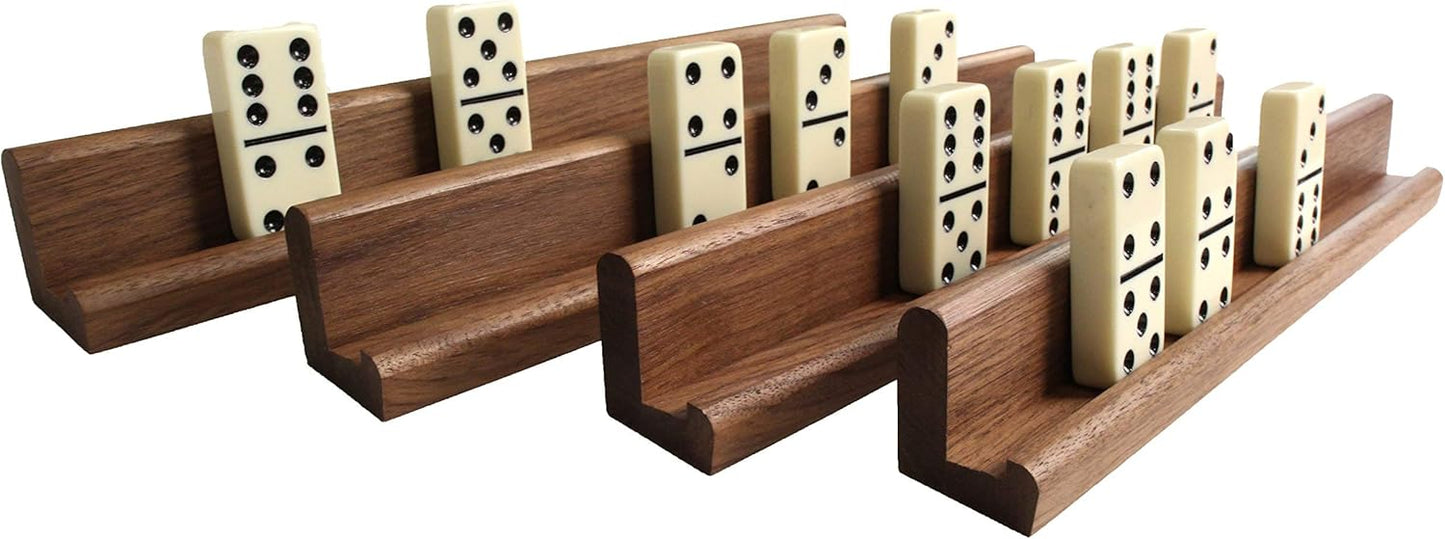 Easy-View Domino Racks for Maximum Visibility and Ease in organizing Your Hand. Solid American Black Walnut