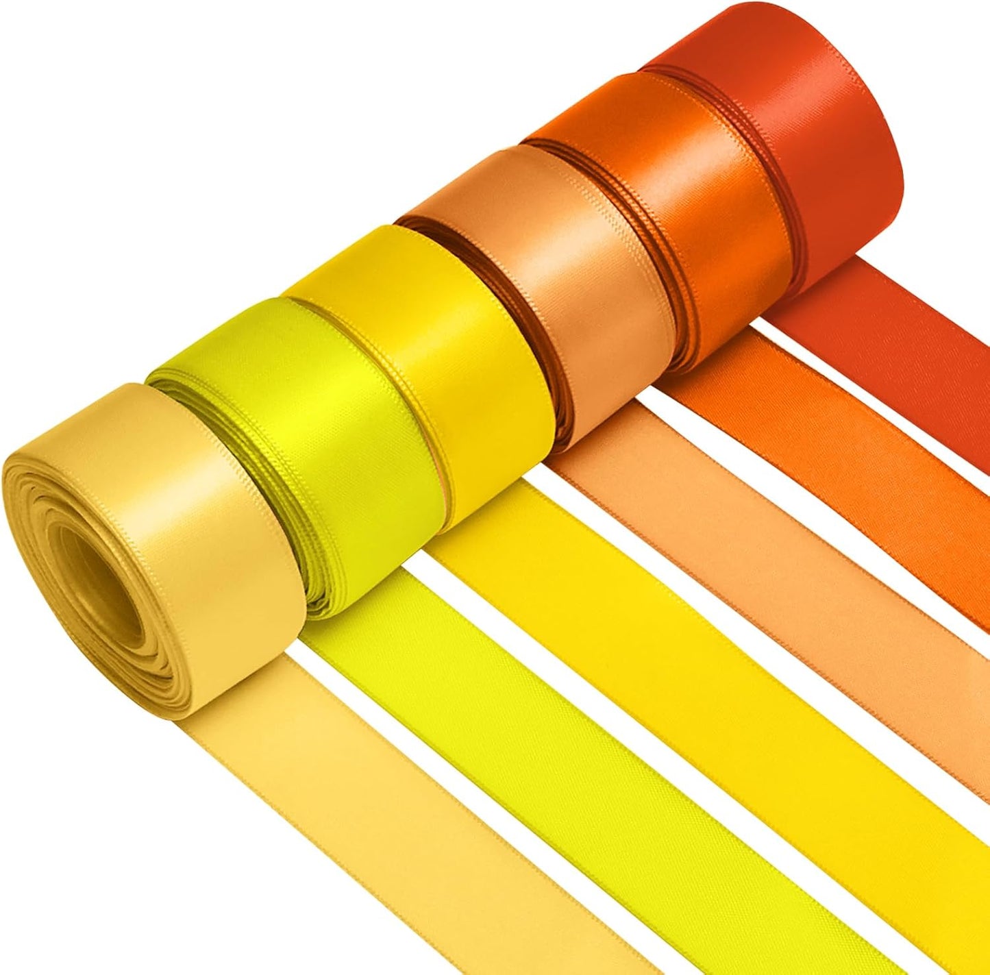 1 Inch Orange Satin Ribbons for Crafts, 6 Rolls Single-Faced Orange Assorted Ribbons for Gift Wrapping Flower Bouquet Wedding Invitations Bridal Shower Hair Bows Garland Party Decor