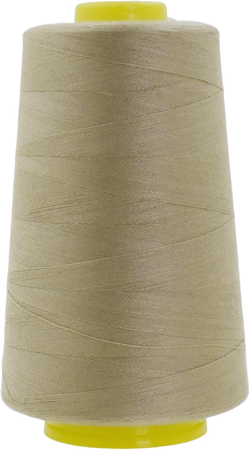 Mandala Crafts 4 Pack of Serger Threads Cones Spools - 20S/2 24000 Yards Polyester Beige Threads for Sergers Machine and Overlock Quilting Sewing Machine