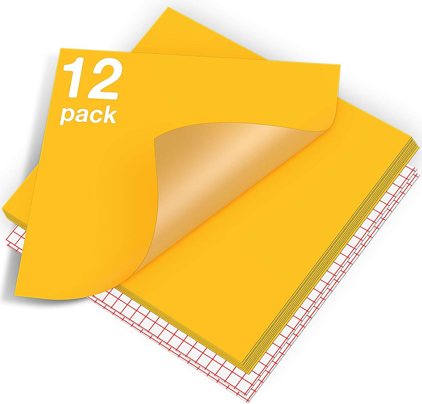 HTVRONT Yellow Permanent Vinyl - 12 Pack for Cutting Machine - 10 Sheets 12" x 12"& 2 Transfer Tape Sheets - Glossy