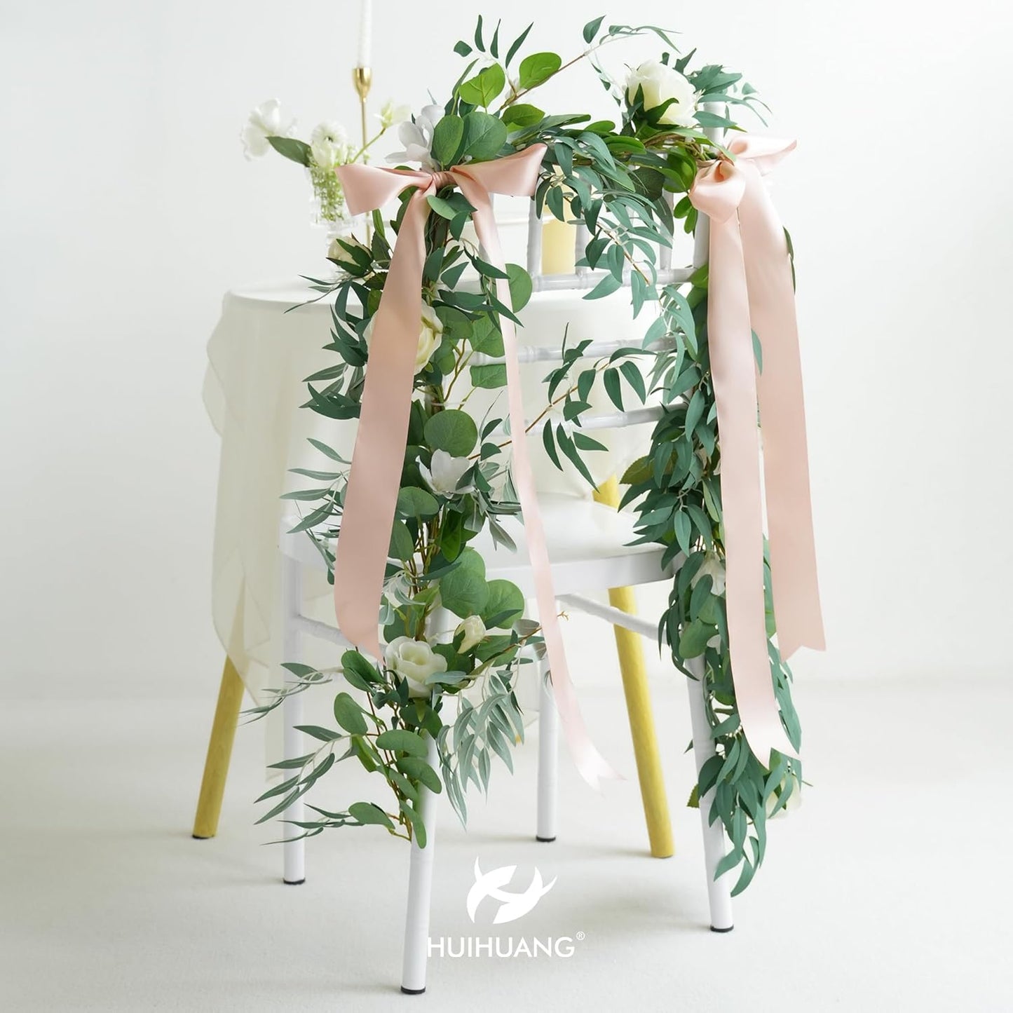 HUIHUANG Rose Gold Satin Ribbon 2 inch Wide Double Faced Satin Ribbon Rose Gold Ribbon for Gift Wrapping, Bows Making, Flower Bouquet, DIY Crafts, Bridal Shower, Holiday Party Decor-25 Yards/Roll