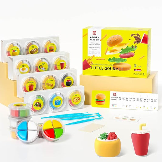 Air Dry Clay for Kids - Modeling Clay Kits, Ultra Light & Soft, Safe & Non-Toxic, 12 Boxes DIY Model Magic Clay 48 Colors with Sculpting Tools und Tutorials, Creative Art Crafts Toys Gifts Boys Girls