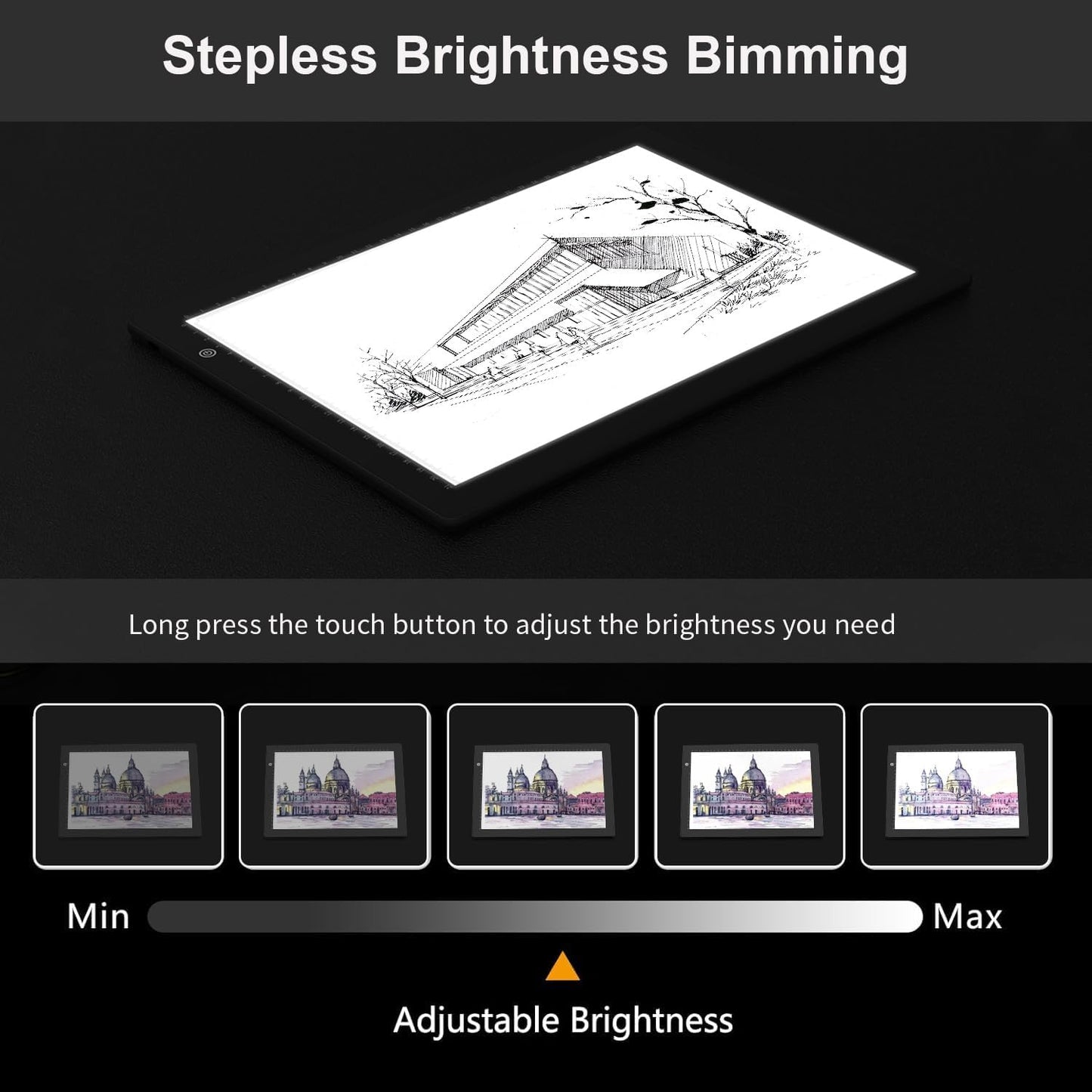 A4 Light Box for tracing,Ultra-Thin Magnetic led Light pad for Drawing,Stepless dimming lightbox for Sketching,Tattoo, Light Table for Artists,Diamond Painting,X-ray Viewing