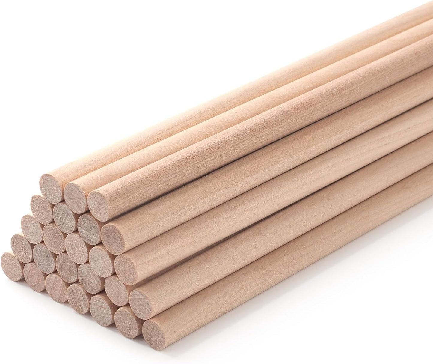 Wood Dowels Wooden Dowel Rods for Crafts, 25PCS 3/8 x 24 Round Macrame Wooden Sticks for Crafting, Unfinished Hardwood Sticks for Arts and DIYers, Tiered Cake Support and Wedding Ribbon Wands