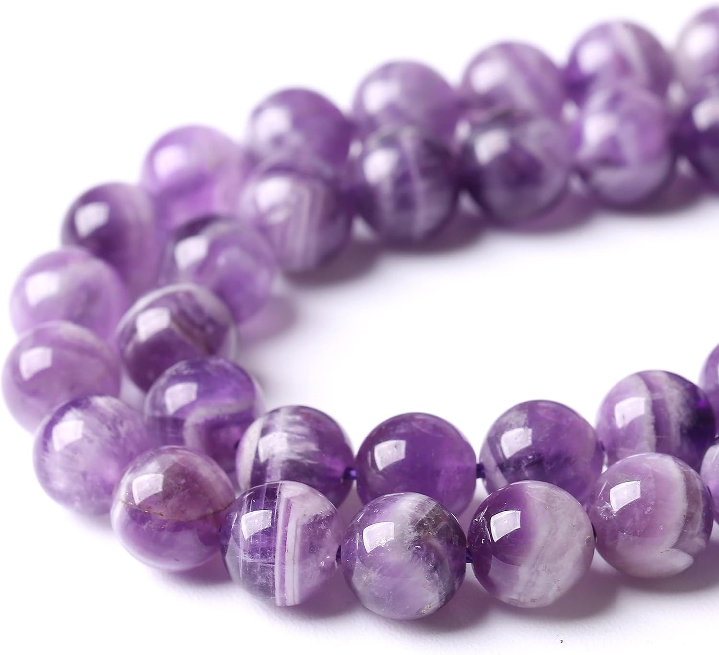 Natural Purple Dream Lace Amethysts Beads Crystal Round Loose Beads for Jewelry Making 8mm 45PCS 1 Strand 15" (Purple Dream Lace Amethysts, 8mm)