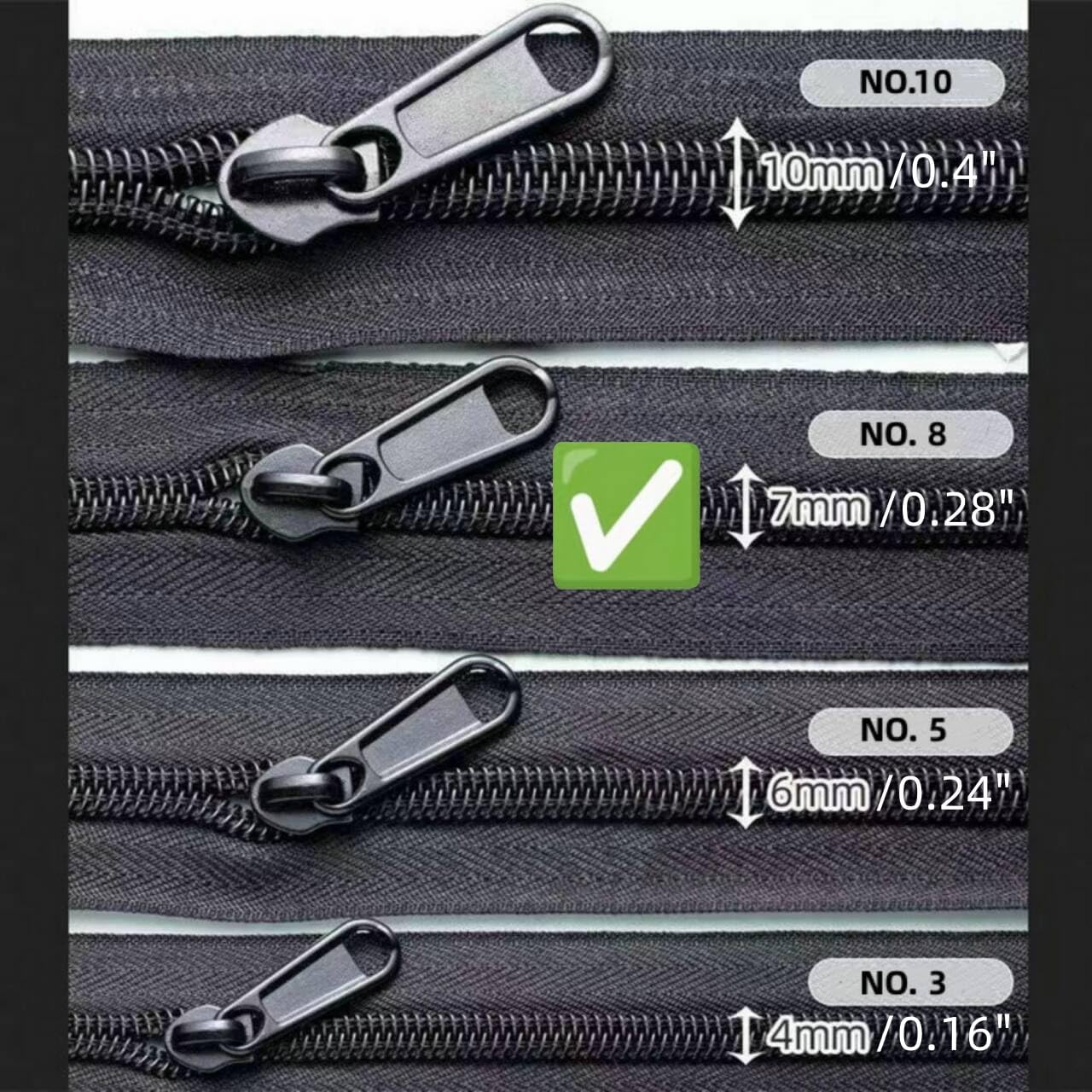 AKTIOIN Metal Zipper Repair Kit for Jackets, Luggage, Bags, Backpack, No Sewing Required Detachable Zip Heads Zipper Pull Replacement (#8 Silver)