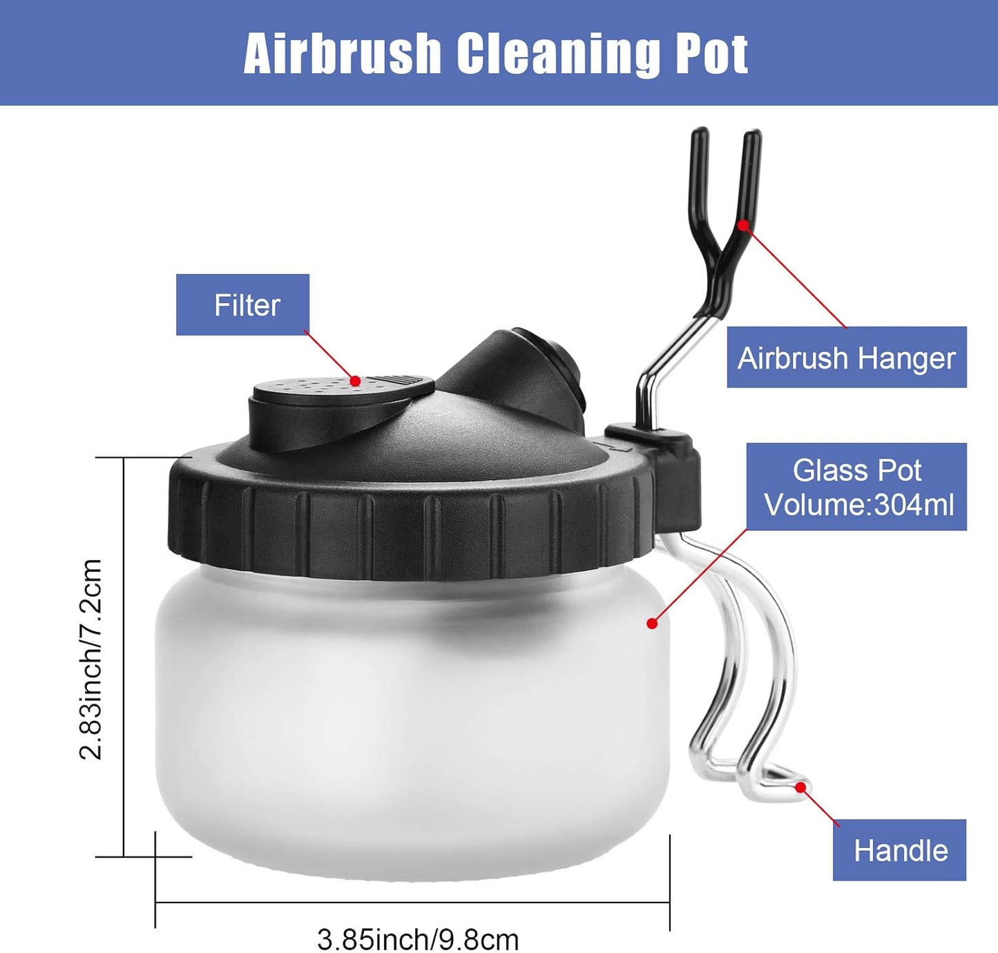 AGPTEK Airbrush Cleaning Kit - Glass Cleaning Pot, Filters, Scraper Needle, Tube Brushes