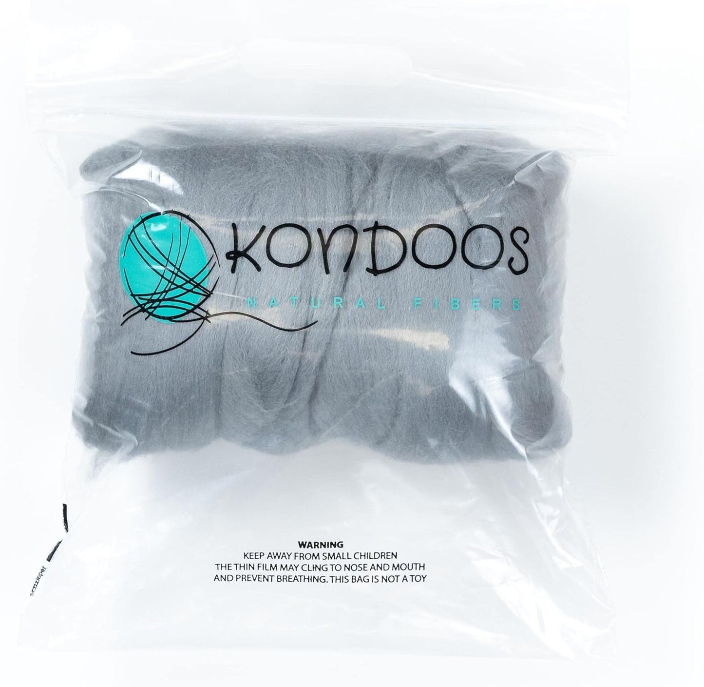 Kondoos Colored Natural Wool roving, 8 OZ. Best Wool for Needle Felting, Wet Felting, handcrafts and Spinning. (Silver)