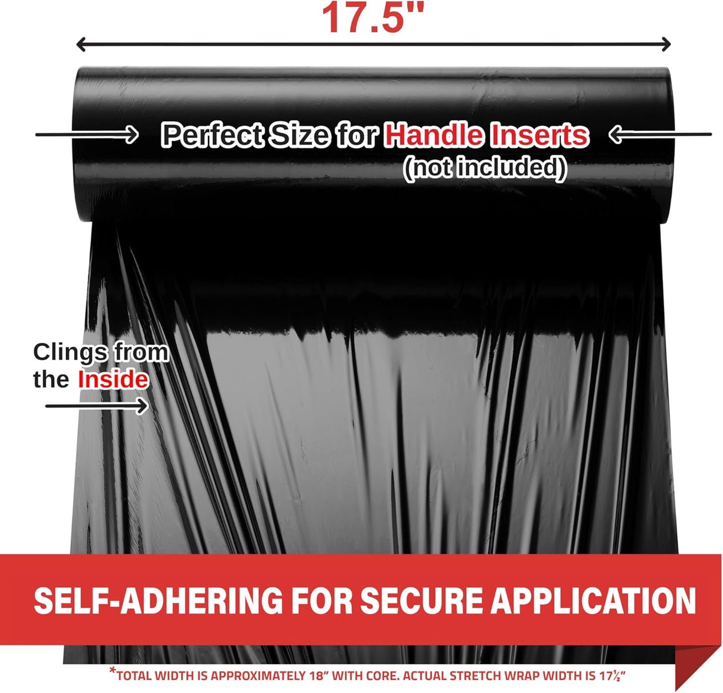 Black Industrial Strength Extra Thick 4 Pack 17.5" 1100 SqFt 80 Gauge (20 Micron) Shrink Wrap Roll for Moving, Furniture, Pallets, Packing