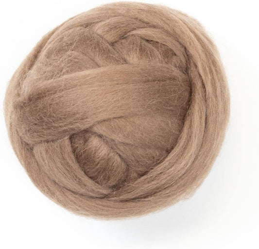 Colored Natural Wool roving, 8 OZ. Best Wool for Needle Felting, Wet Felting, handcrafts and Spinning. (Brown/Tobacco)