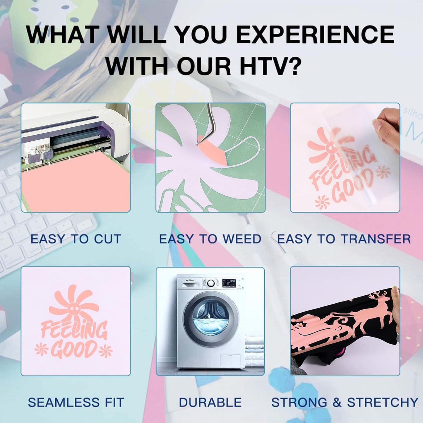 HTVRONT HTV Vinyl Roll Heat Transfer Vinyl - 12" x 8ft Peach Pink HTV Vinyl for Shirts, Iron on Vinyl Compatible with Cricut Cutting Machine - Easy to Cut & Weed for Heat Transfer Design (Peach Pink)