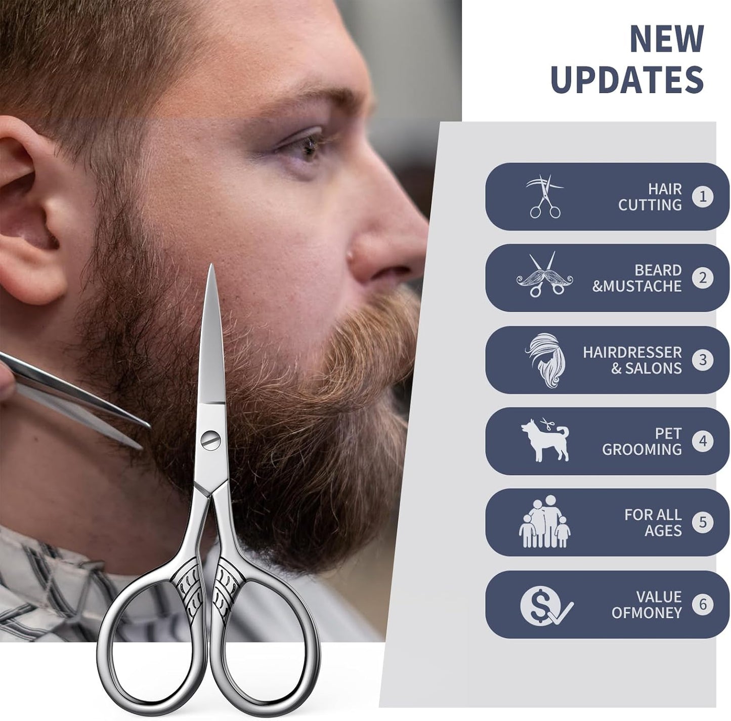 Stainless Steel Small Scissors with Textured Handle - All Purpose for Arts, Crafts, Sewing, Office & Kitchen, Sharp & Durable Cutting Tools -2Pcs