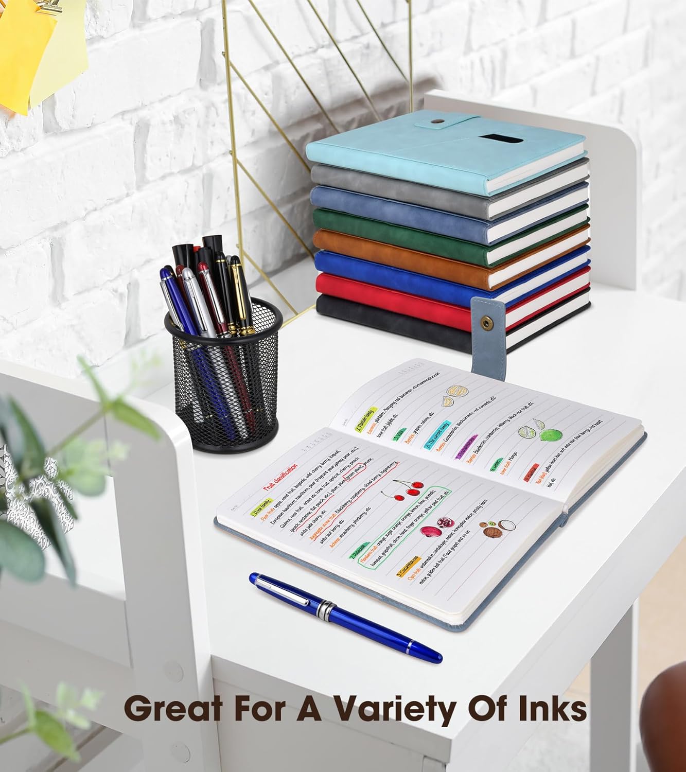 Blue A5 Lined Leather Journal Notebook for Men Women,5.9" X 8.4" Personalized Hardcover Journal with Pen,200 Pages 100 Gsm Thick Ruled Paper Daily Diary for Travel,Business,Work,Writing