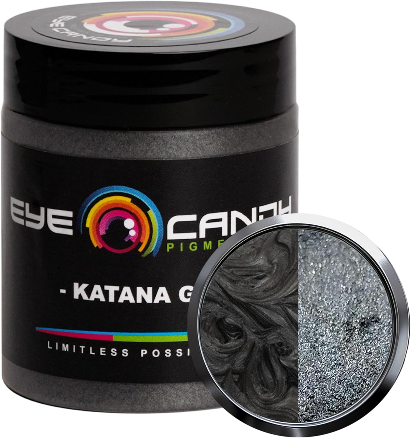 Eye Candy Pigments Premium Grey Mica Powder - Katana Grey (25gr) - for Epoxy, Resin, Soap, Paint, Woodworking, Acrylic Pouring, Bath Bombs, Fishing Lures - DIY Arts and Crafts Additive
