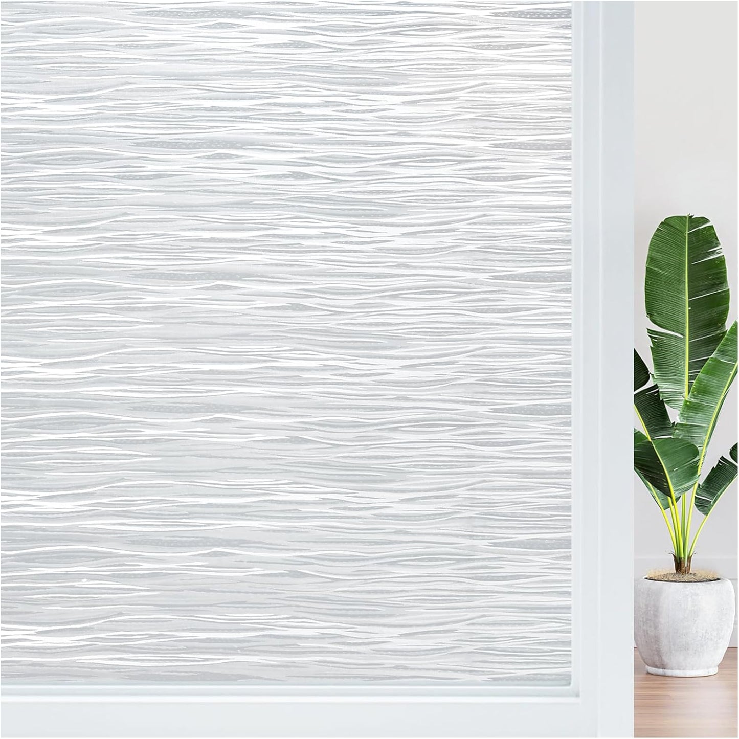 Haton Window Privacy Film, Frosted Glass Privacy Window Clings, Sun Blocking Frosting Opaque Coverings, Static Cling Removable Decorative Stickers for Home Door, Non-Adhesive 17.5" x 157.4"