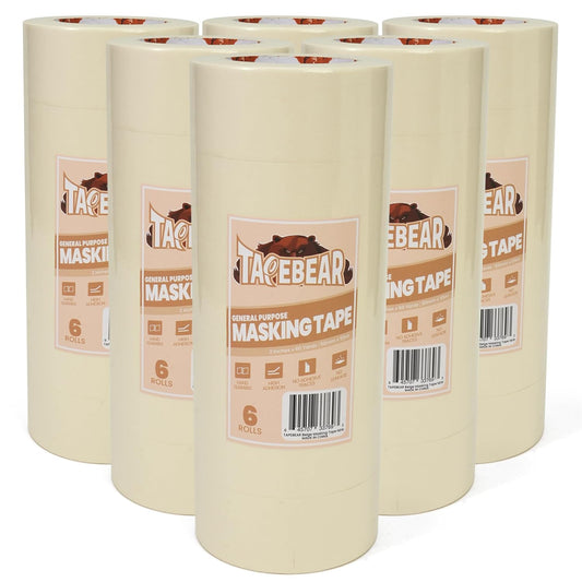 TAPEBEAR General Purpose Masking Tape 2 Inch x 60 Yards, Beige White Painters Tape for Painting, Labeling, DIY Arts Crafts, Home Office School Projects, 36 Rolls