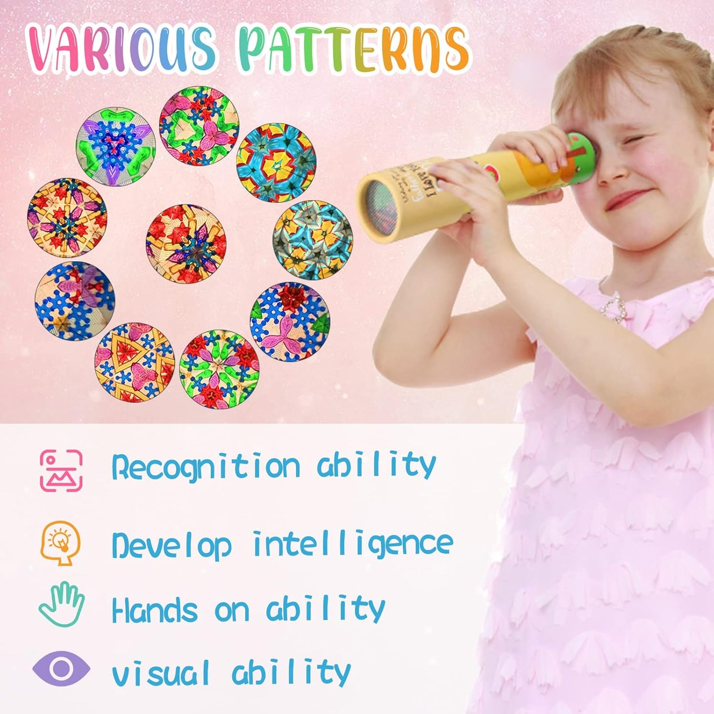 Chivao 20 Pcs Classic Kaleidoscopes Educational Toys for Party Favors Fun Kaleidoscope Toy for Stock Stuffers Bag Fillers Birthday Party School Classroom Prizes, Random Colors (Cute Style)