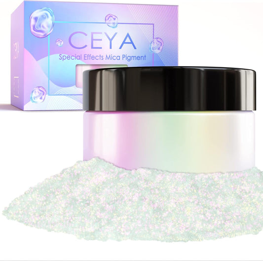 Ceya Chameleon Mica Powder, 1.8oz/ 50g Magic Sunset Chrome Nail Powder, Cosmetic Grade Pearlescent Effect Color Shift Pigment for Epoxy Resin, Makeup, Nail Polish, Soap Dye, Candle Making,Slime,Paint