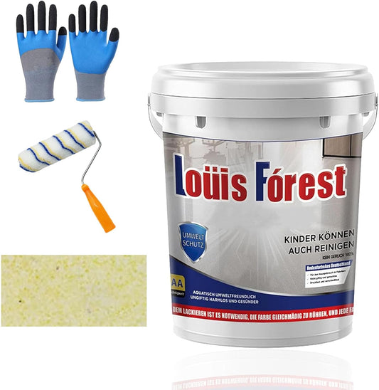 Louis Forest Epoxy Floor Paint, High-Gloss Marble Effect Coating, Epoxy Colored Sand Floor Paint, Wear-Resistant and Non-Slip for Indoor Outdoor (1KG-Millet yellow)