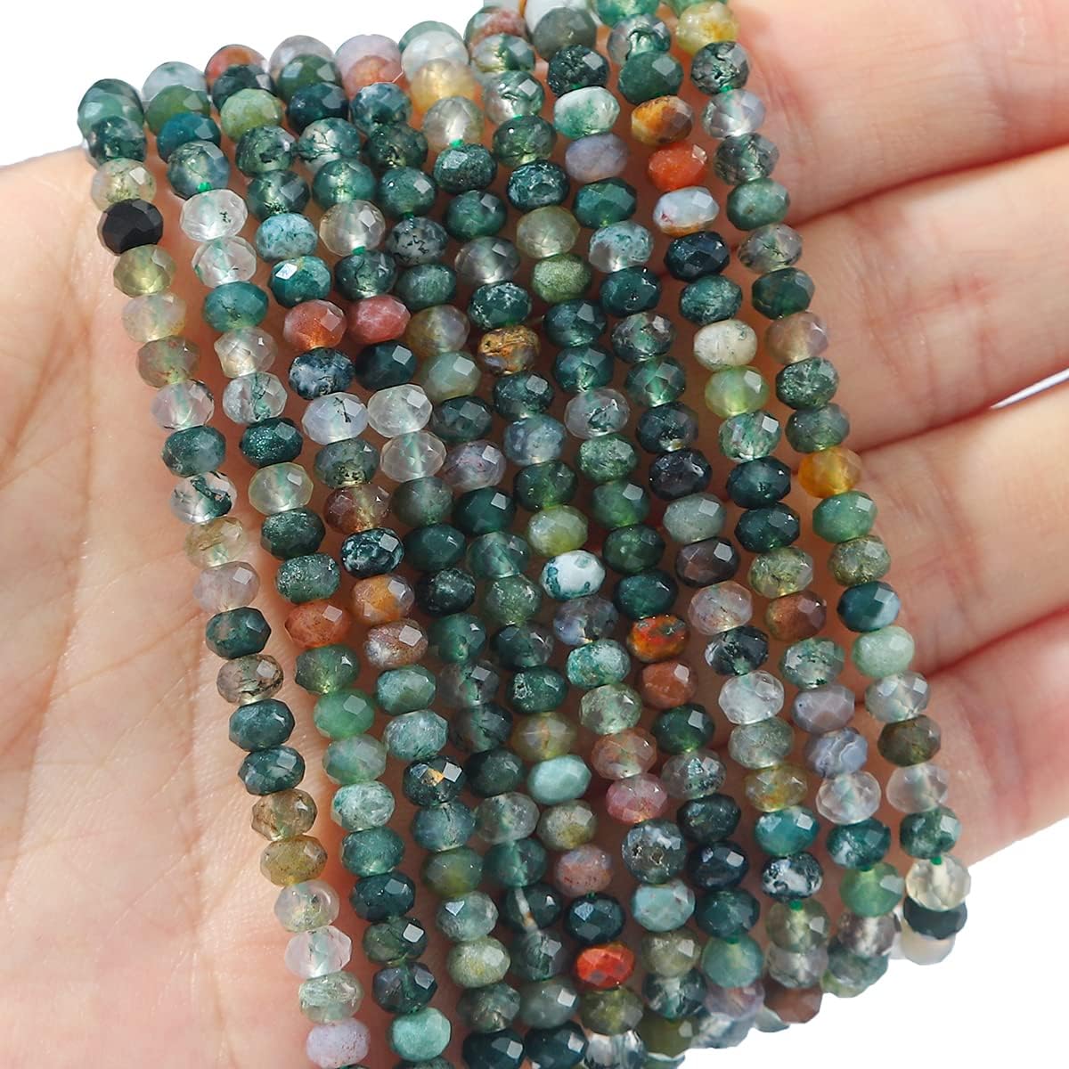 Natural Indian Agate Beads 4x2mm 120pcs Faceted Rondelle Loose Semi Gemstone Beads for Jewelry Making Design
