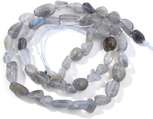 Labradorite Pebble Nugget Oval Free Tumbled Stone 6-8mm Natural Gemstone Loose Beads Approx 15.5 inch for DIY Jewelry Making
