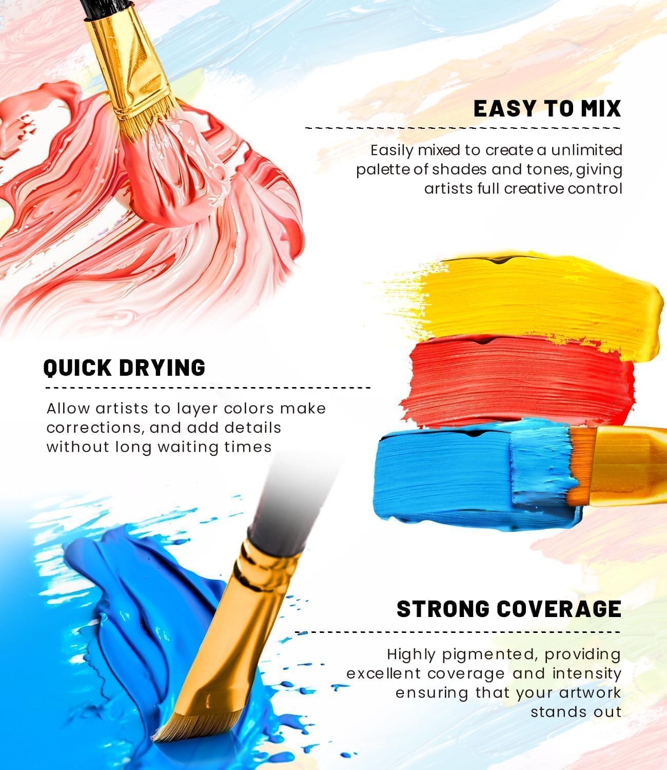 52 PCS Acrylic Paint Set with 12 Brushes, 2 Knives & Palette, 36 Colors (2oz/60ml) Art Craft Paint for Adults Kids Artists Beginners, Halloween Pumpkin Canvas Ceramic Rock Painting Kit