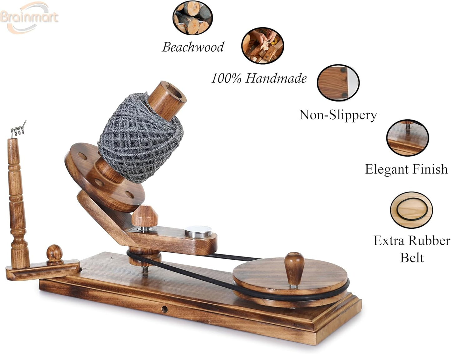 Wooden Yarn Ball Winder – Hand Crank Beechwood Swift for 8–10 oz Skeins – Wool Yarn Winder for Knitting, Crochet Thread & Crafting (Antique Ball Winder)