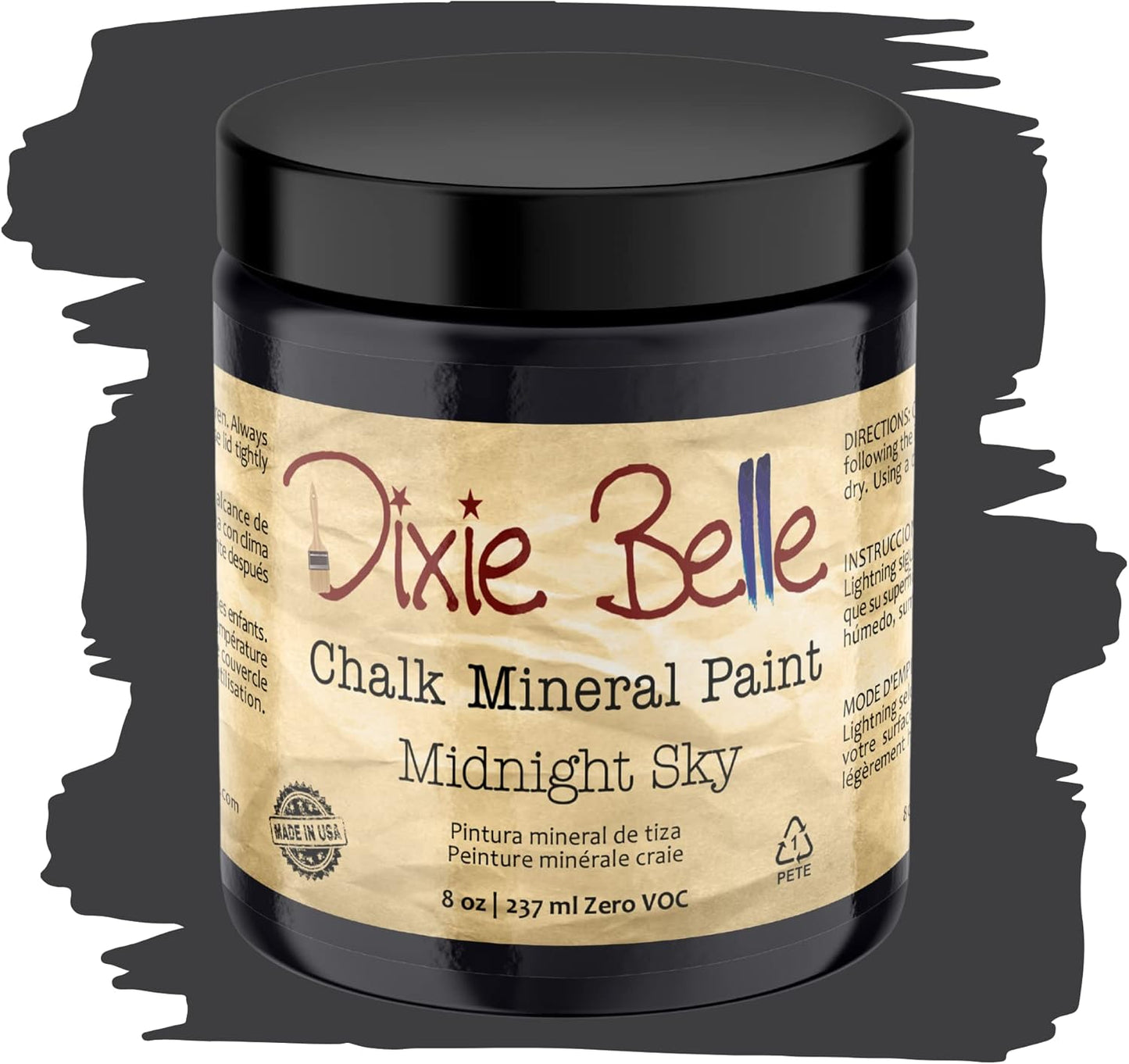 Dixie Belle Paint Company Chalk Finish Furniture Paint - Midnight Sky (8oz) - Matte Blue Black Chic Chalk Mineral DIY Furniture Paint