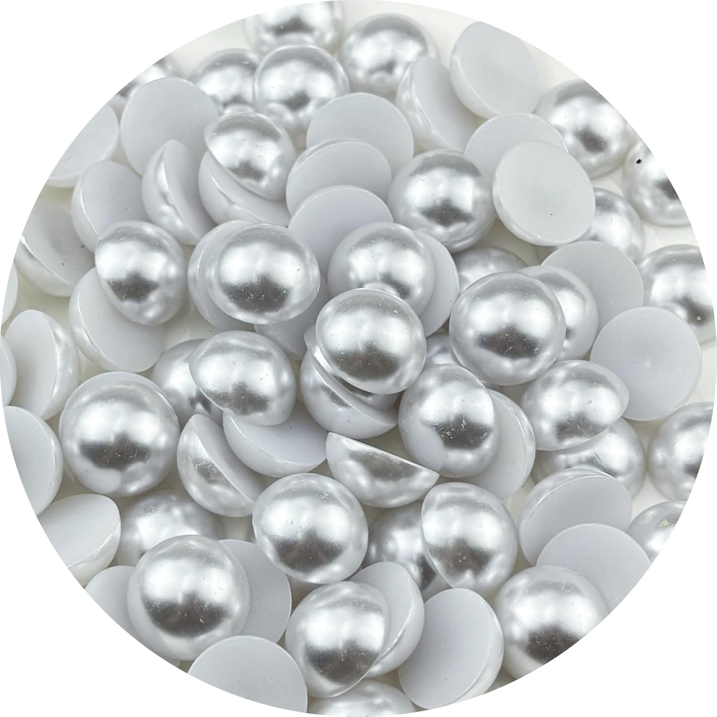 80pcs 20mm Half Pearls for Crafts Flatback Half Round Pearl Beads for Jewelry Making Nail Art Scrapbook Craft Wedding Dress Decoration(White)