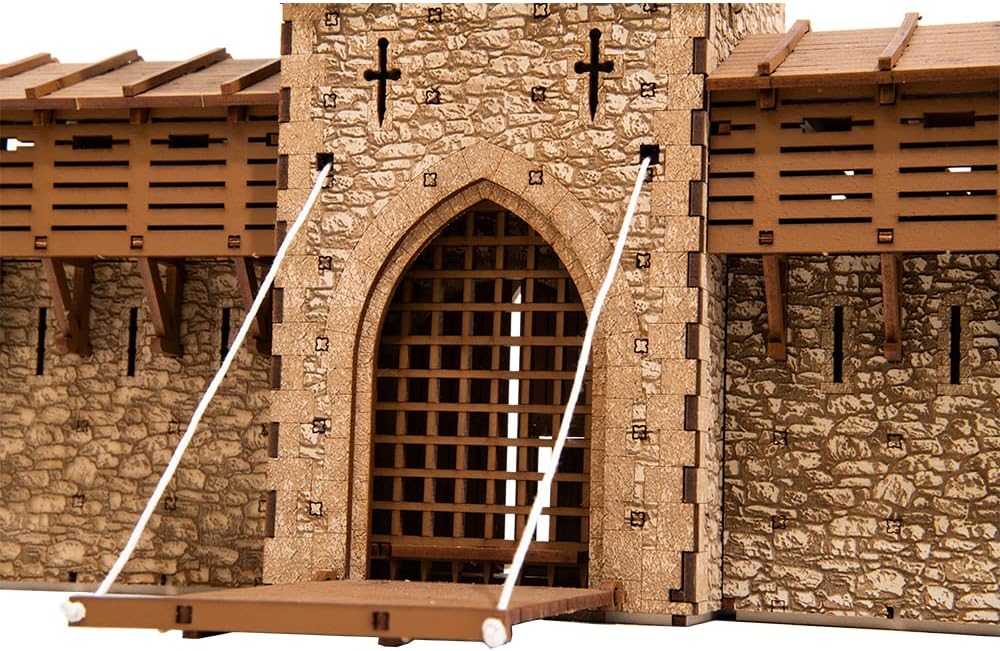 Barbican P - Castle gate - 3D Wooden Puzzle - DIY 28mm Scale Model Building Set for Adults and Collectors - Assembly kit - Tabletop Miniature Terrain Set
