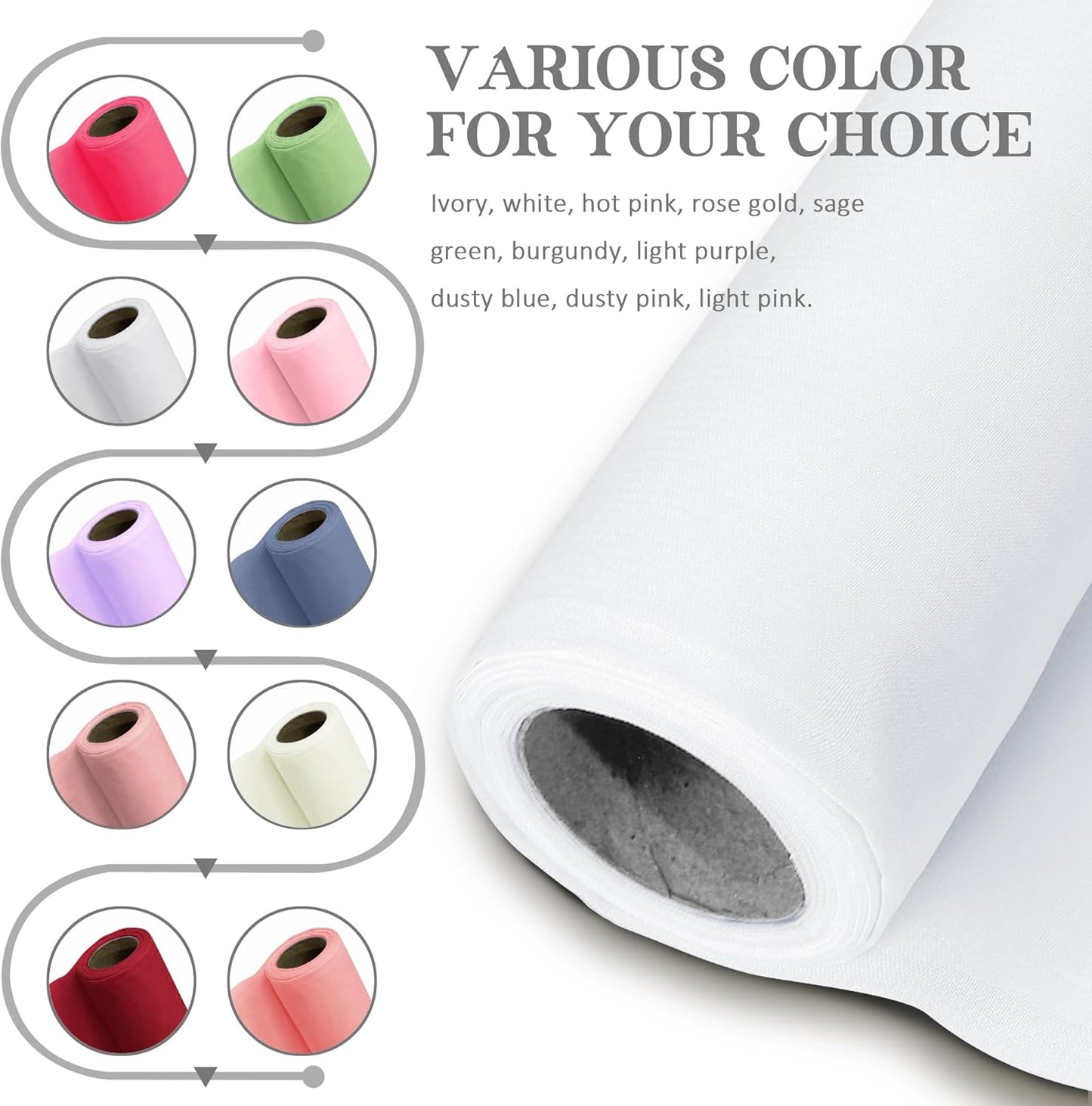 Horbaunal White Chiffon Fabric by The Yard, 10 Yard Continuous Sheer Fabric 59" Wide Soft Draping Fabric for Wedding Arch Draping Party Backdrop DIY Sewing