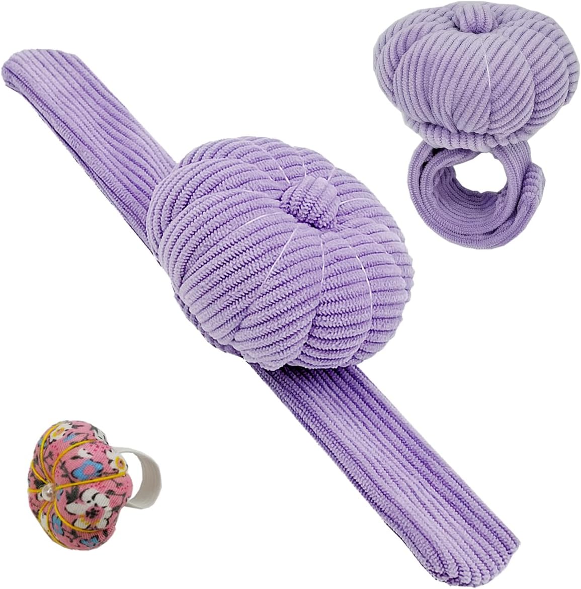 Elastic Wrist Pin Cushion Ring Pincushions Needlework DIY Handcraft Needles Holder for Sewing and Quilting with 1 Elastic Strap Finger Ring Pincushions Pumpkin Shaped