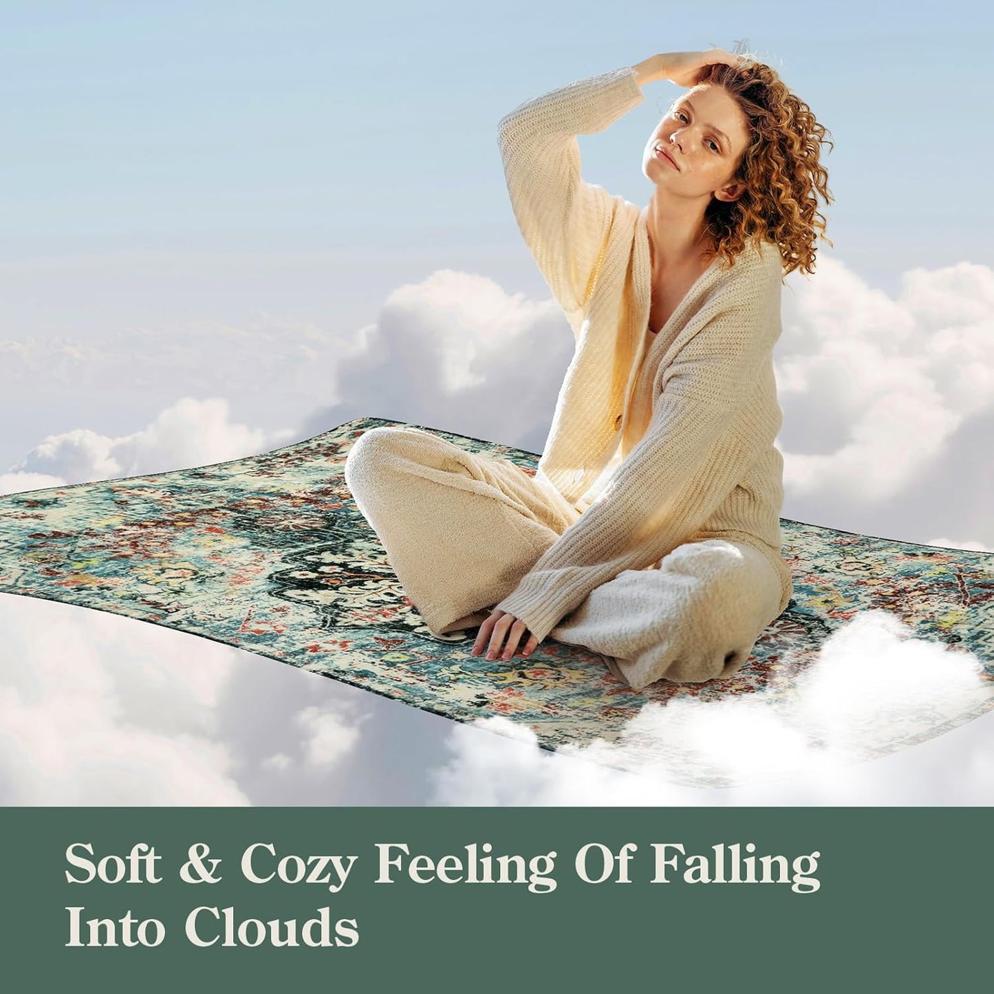 Lahome Area Rugs 9x12 Living Room Boho Washable Rugs 9x12,Large Boho Rugs for Bedroom Dining Room,Floral Soft Non-Slip Printed Low Pile Throw Indoor Floor Carpet for Nursery Kids Playroom(9x12ft,Teal)