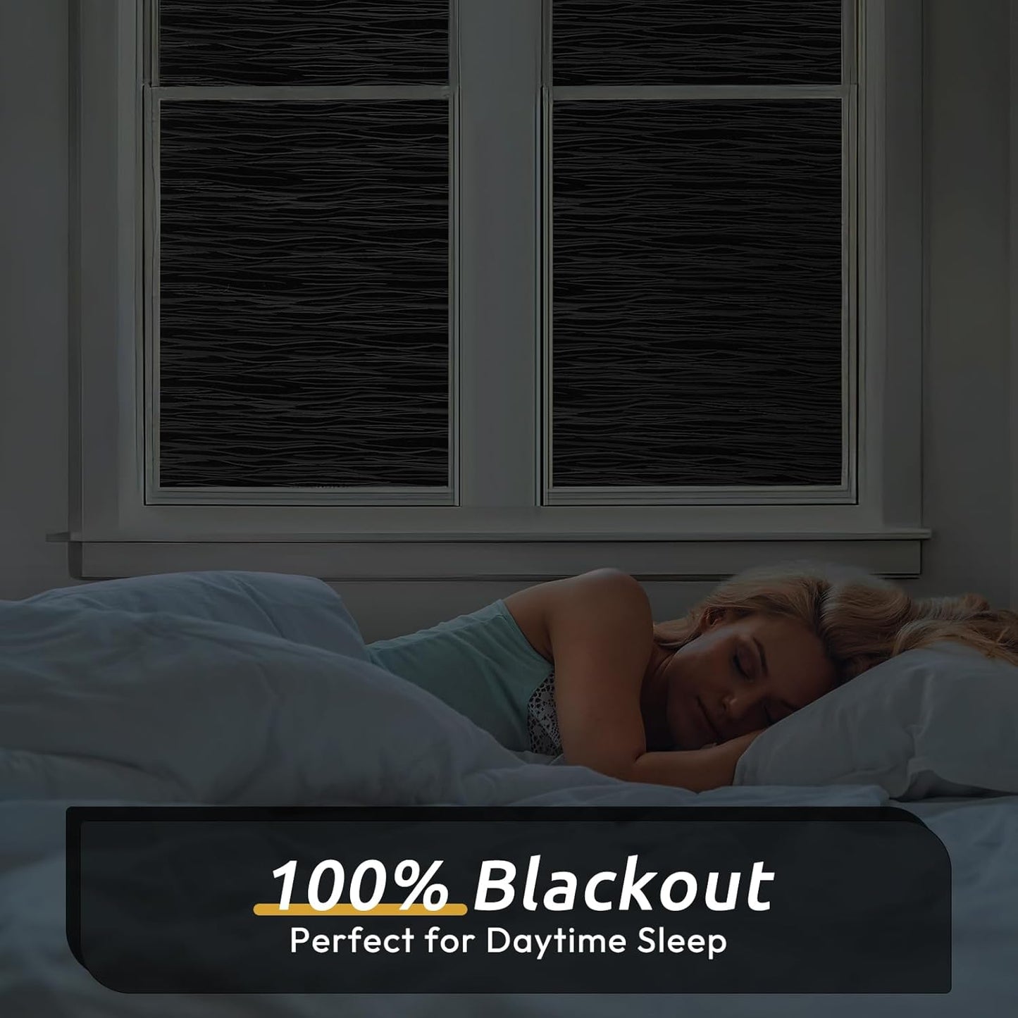 rabbitgoo Blackout Window Film, Sun Light Blocking Window Black Out Cover for UV Reduction, Removable Tint Room Darken Heat Control Frosted Glass Sticker for Home, Black, 23.6 x 78.7 Inches