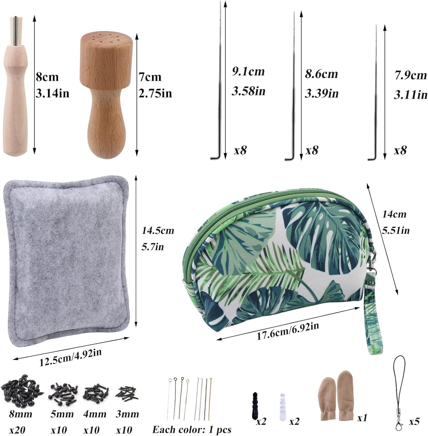 IMZAY Needle Felting Kit, Needle Felting Starter Kit with Exquisite Green Storage Bag, Wool Roving 18 Colors Set, Needle Felting Tools Kit, Wool Felt Tools for Felted Animal Needle Felting Supplies