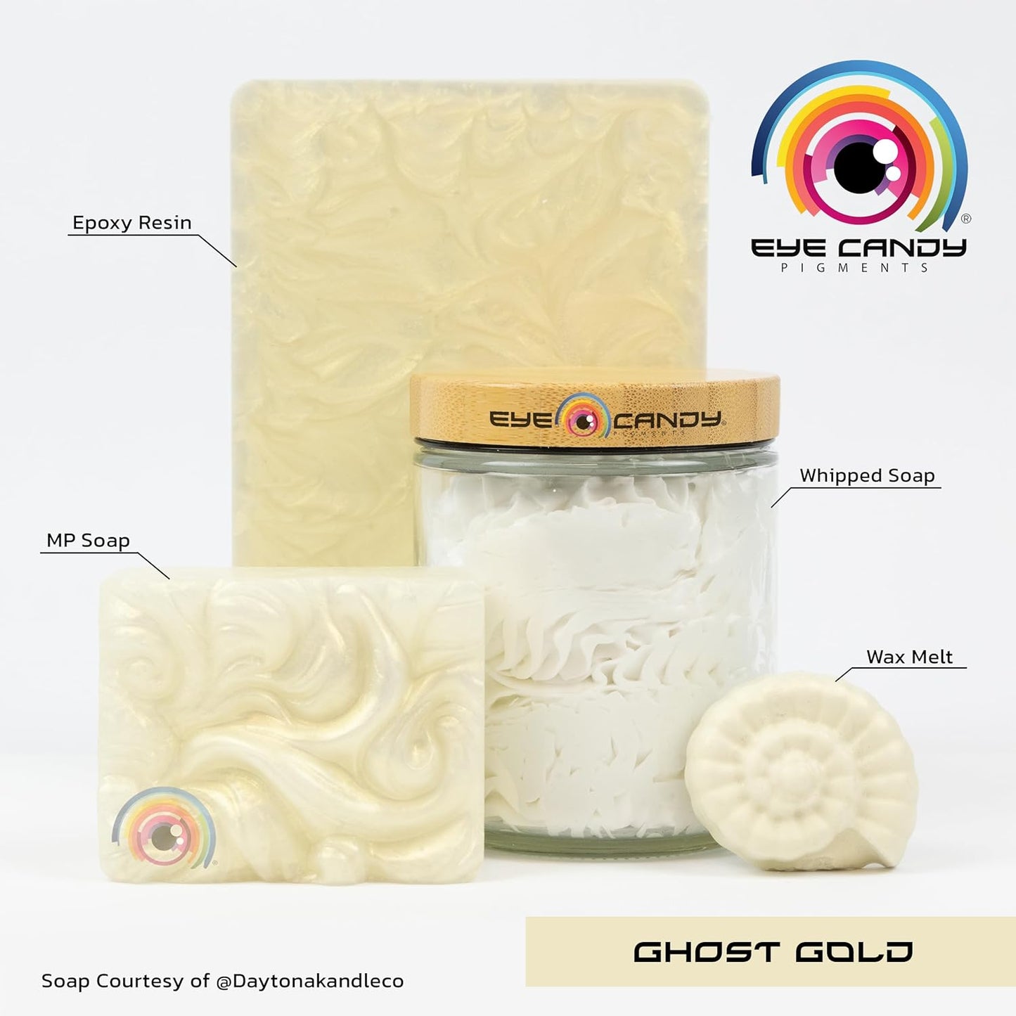 Mica Powder Pigment “Ghost Gold White” (50g) Multipurpose DIY Arts and Crafts Additive | Woodworking, Natural Bath Bombs, Resin, Paint, Epoxy, Soap, Nail Polish, Lip Balm