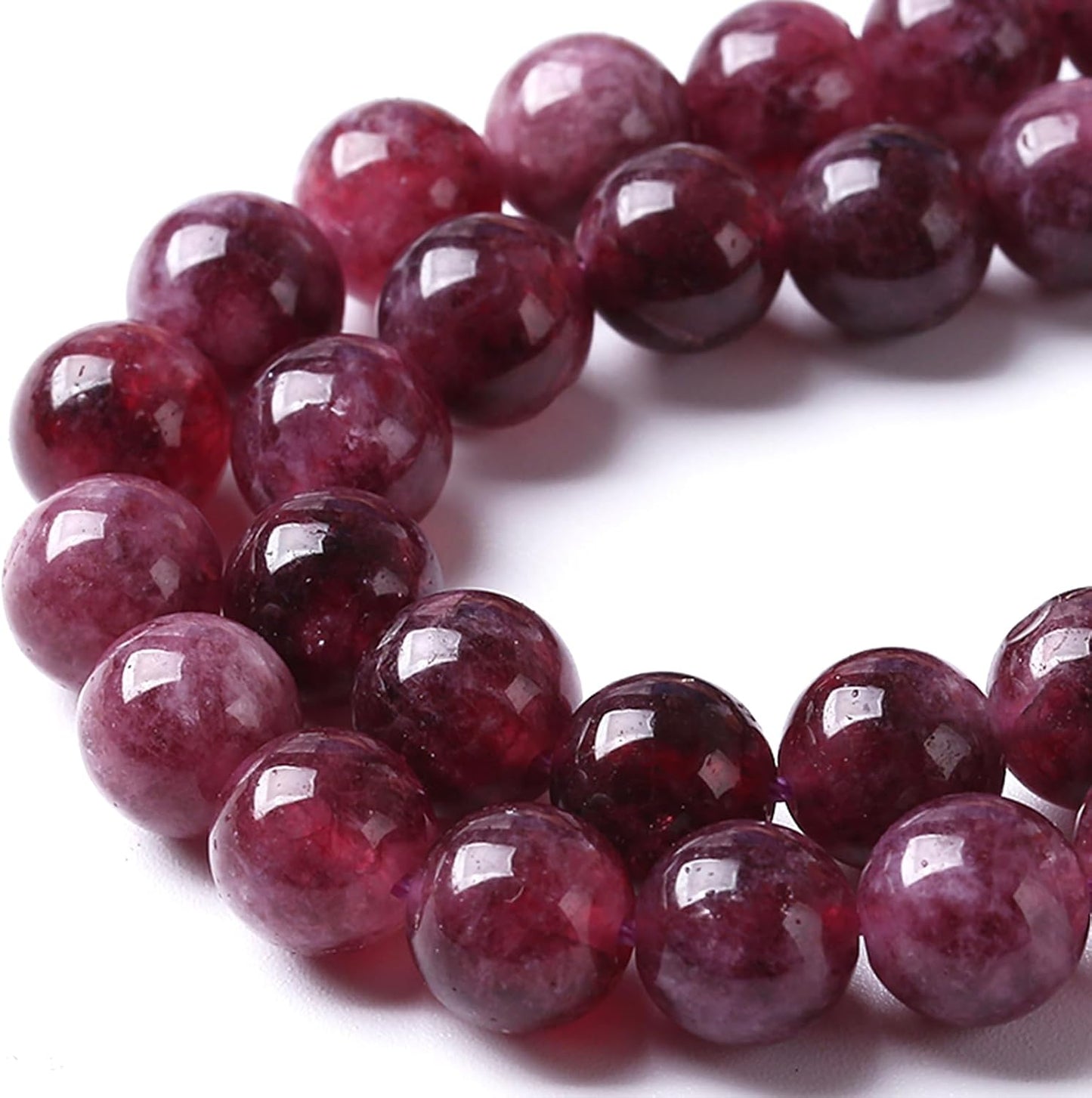 76PCS 10MM Natural Stone Kunzite Purple Jade Beads Round Loose Beads for Jewelry Making Bracelet 2 Strands 32"