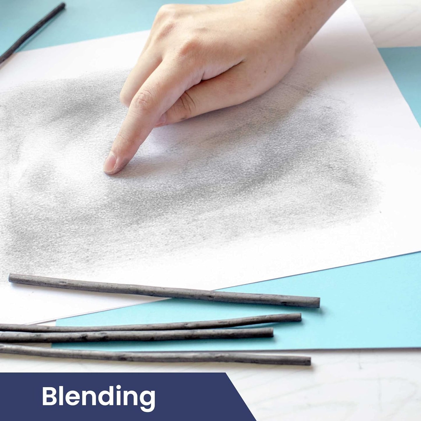 Pacific Arc Large Willow Charcoal Stick 4/Pkg, Soft, Black, Willow Charcoal for Sketching and Drawing