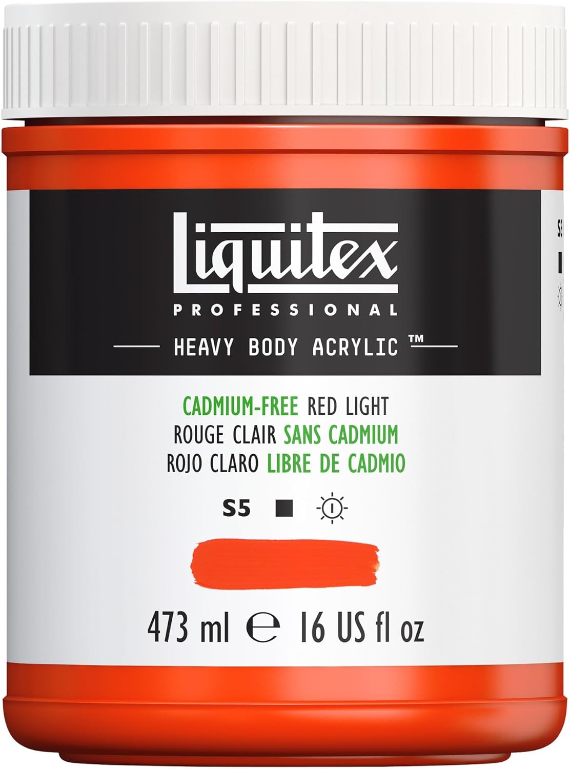 Liquitex Professional Heavy Body Acrylic Paint, 16-oz (473ml) Pot, Cadmium Free Red Light