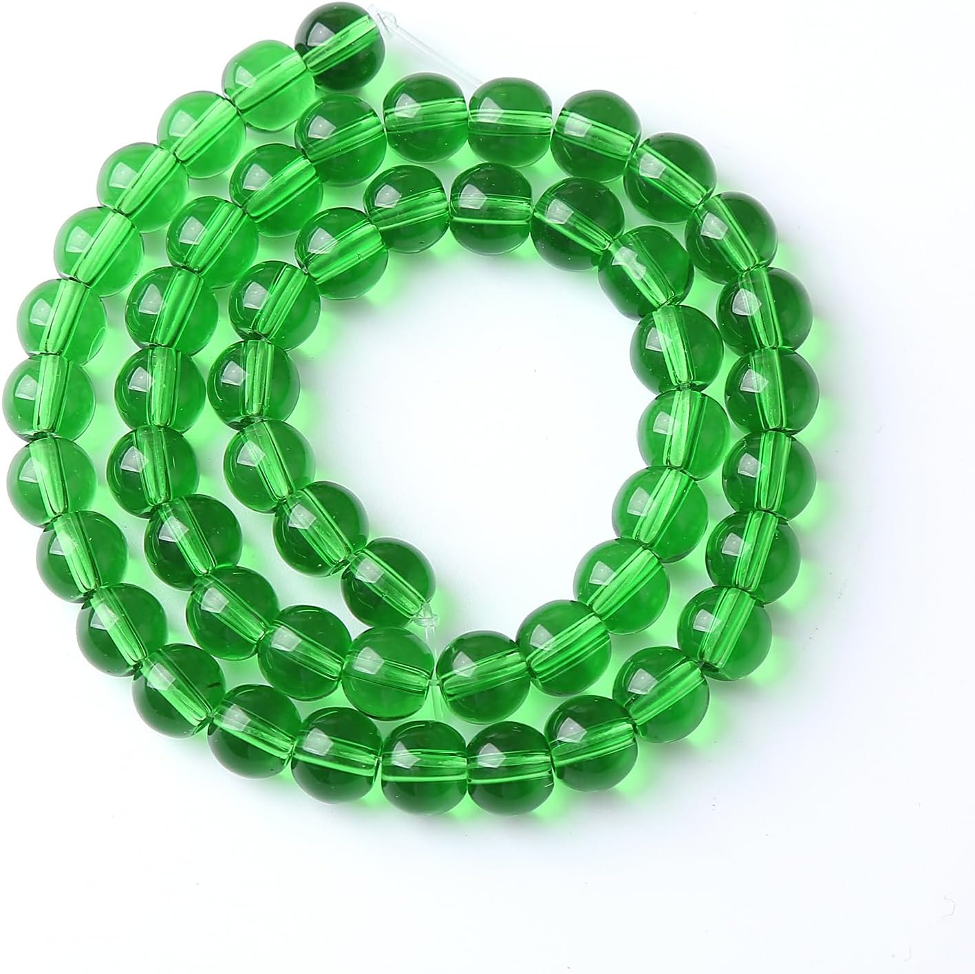 32pcs 12mm Smooth Green Crystal Glass Quartz Beads Round Loose Beads for Jewelry Making DIY Bracelet Necklace 15" Energy Healing Power Stone Beads(12mm, Green Crystal Glass)