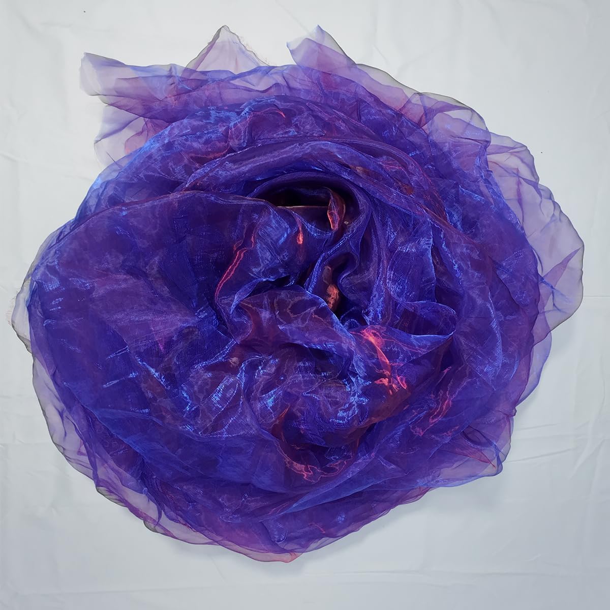 Two-Tone Iridescent Holographic Organza Fabric - 11 Yards | Lightweight Sheer Gauze Voile Tulle | for Dresses, Party Decor, DIY Crafts, Shiny Backdrops(Sapphire red)