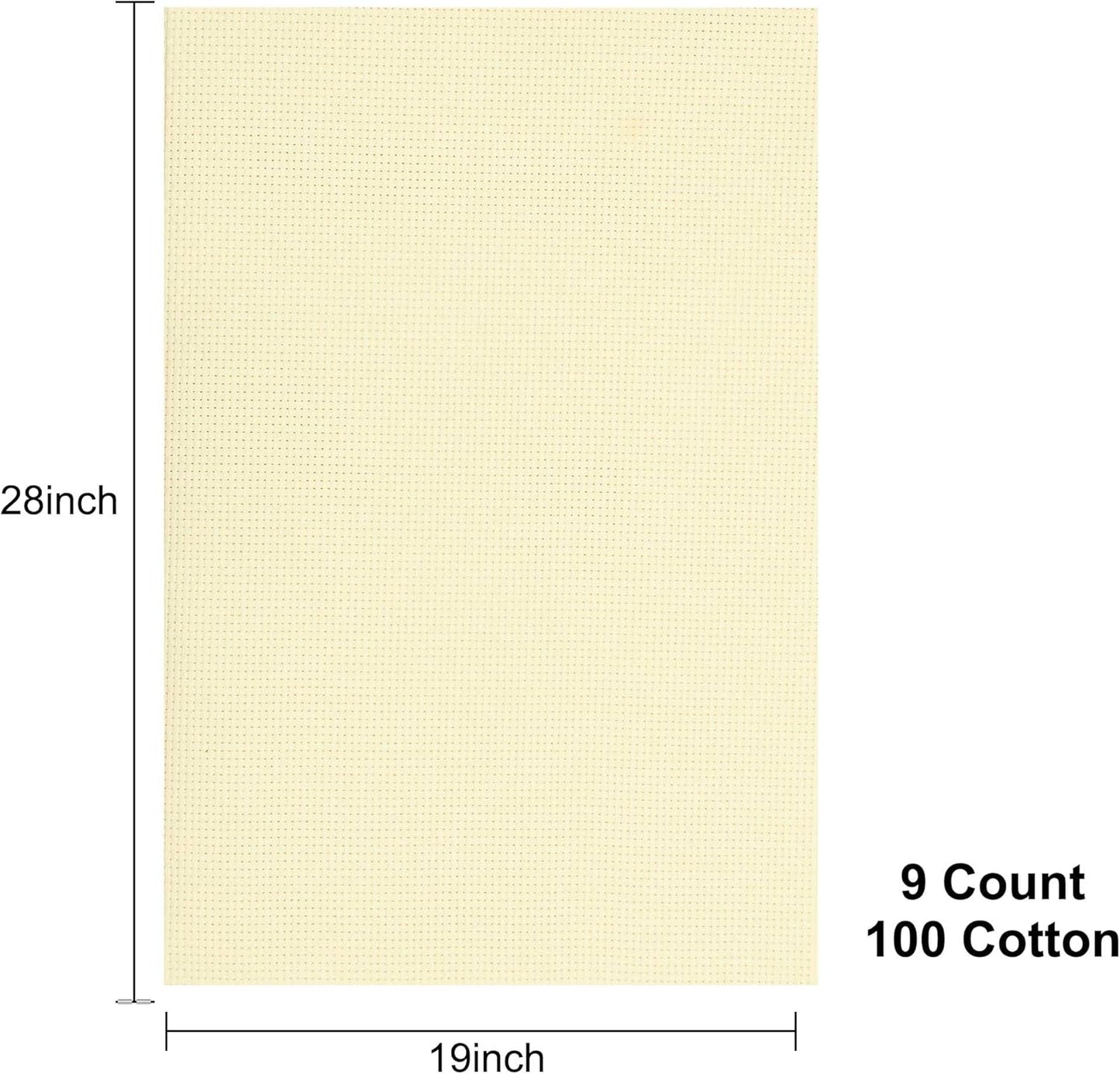 Aida Cloth 9 Count Cross Stitch Fabric,19×28inch (9CT,Off White)